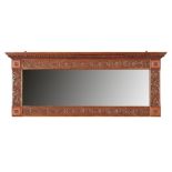 ENGLISH SCHOOL ARTS & CRAFTS WALNUT OVERMANTEL MIRROR, CIRCA 1900