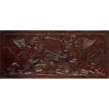 ENGLISH SCHOOL, MANNER OF WALTER CRANE ARTS & CRAFTS CARVED OAK PANEL, CIRCA 1900