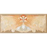 ENGLISH SCHOOL ART NOUVEAU SYMBOLIST EMBROIDERED PANEL, CIRCA 1910