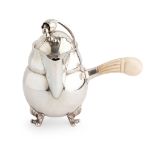 Y GEORG JENSEN (1866-1935) SILVER & IVORY MOUNTED 'MAGNOLIA BLOSSOM' HOT MILK POT AND COVER,