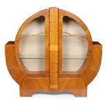 ENGLISH SCHOOL ART DECO WALNUT DISPLAY CASE, CIRCA 1920