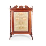 ENGLISH SCHOOL ARTS & CRAFTS MAHOGANY FRAMED FIRESCREEN, CIRCA 1900