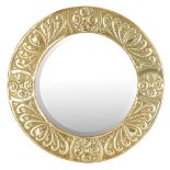 SCOTTISH SCHOOL ARTS & CRAFTS BRASS WALL MIRROR, CIRCA 1920