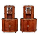 AUSTRIAN SCHOOL PAIR OF SECESSIONIST INLAID WALNUT CABINETS, CIRCA 1900