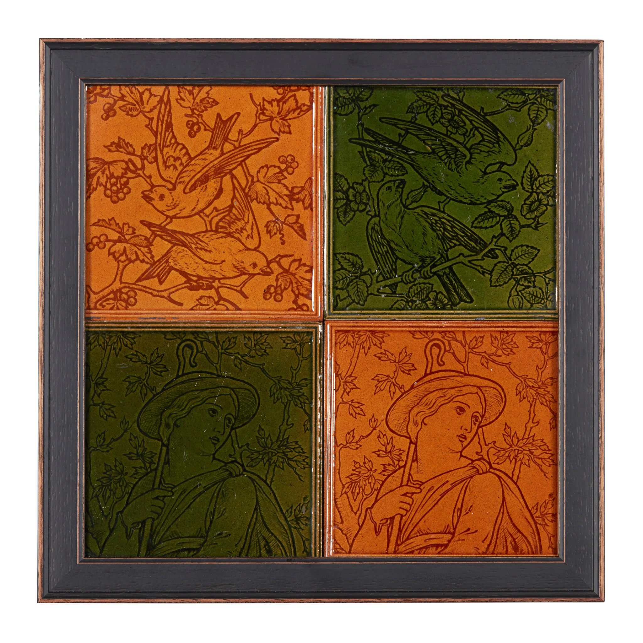 MAW & CO., BROSELEY, SHROPSHIRE FOUR AESTHETIC MOVEMENT FRAMED WALL TILES, CIRCA 1880 - Image 2 of 2