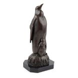 CONTEMPORARY BRONZE FIGURE GROUP OF PENGUINS, DATED 1973