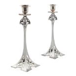 WMF (WÜRTTEMBERGISCHE METALLWARENFABRIK) PAIR OF JUGENDSTIL SILVER-PLATED CANDLESTICKS, CIRCA 1900