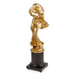 § PETER TERESZCZUK (1875-1963) ART NOUVEAU GILT BRONZE TABLE LAMP, CIRCA 1925