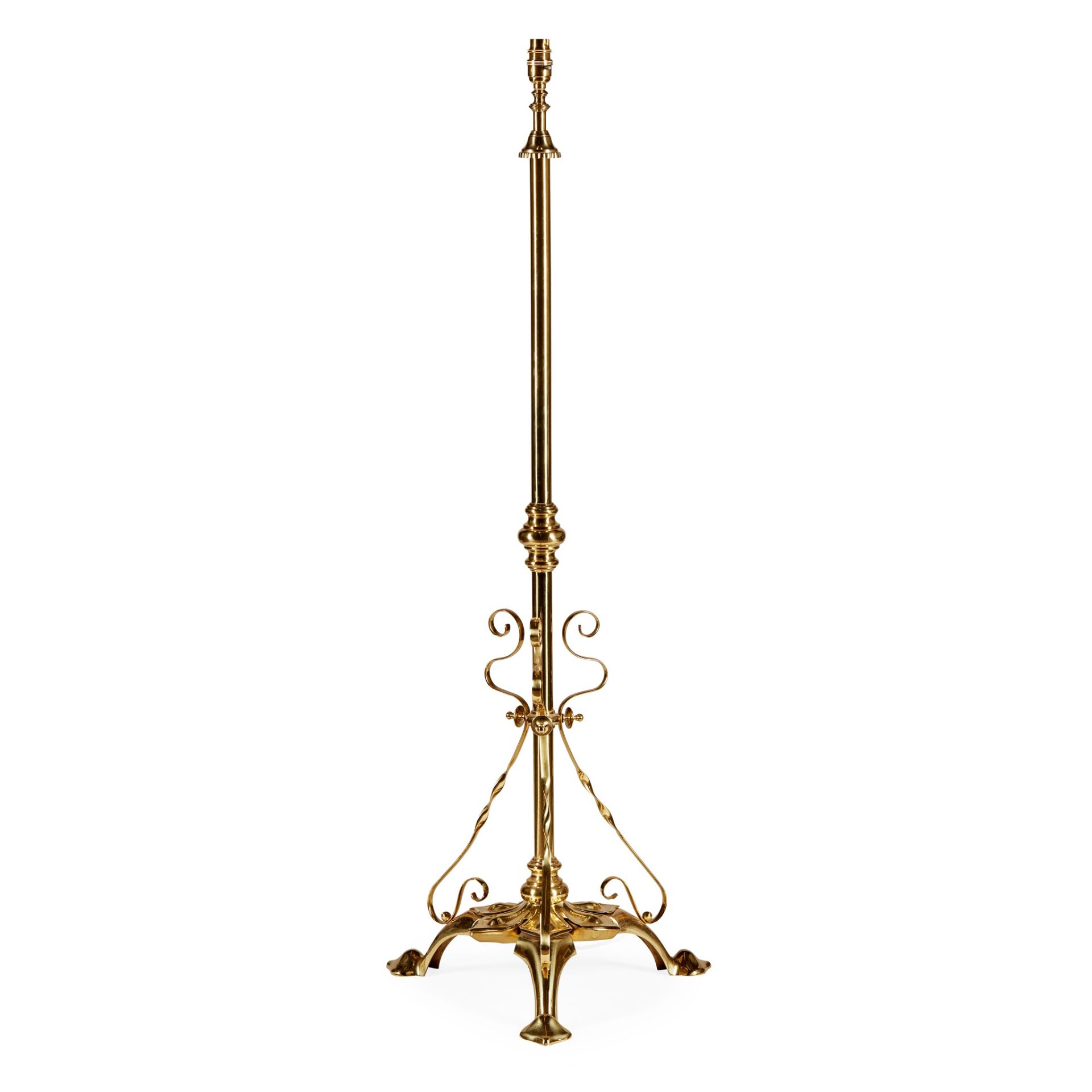 ENGLISH SCHOOL ART NOUVEAU BRASS EXTENDING STANDARD LAMP, CIRCA 1910 - Image 3 of 3