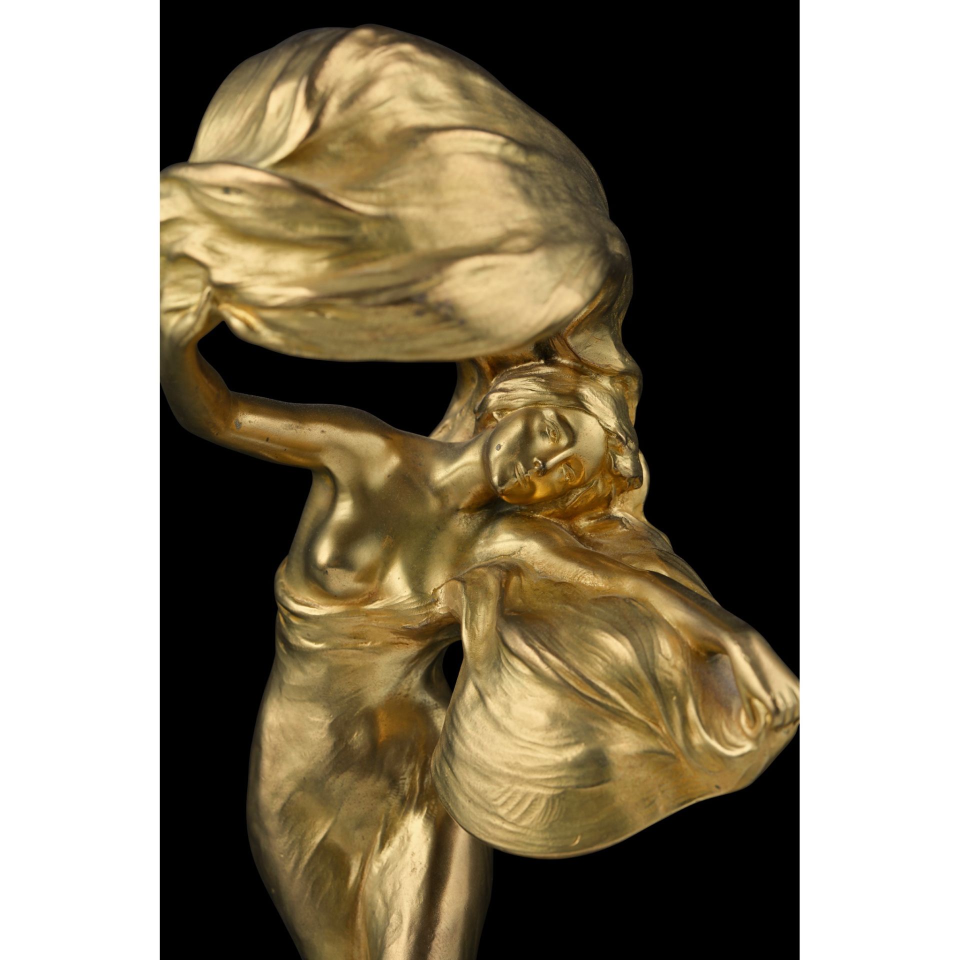 § PETER TERESZCZUK (1875-1963) ART NOUVEAU GILT BRONZE TABLE LAMP, CIRCA 1925 - Image 3 of 5