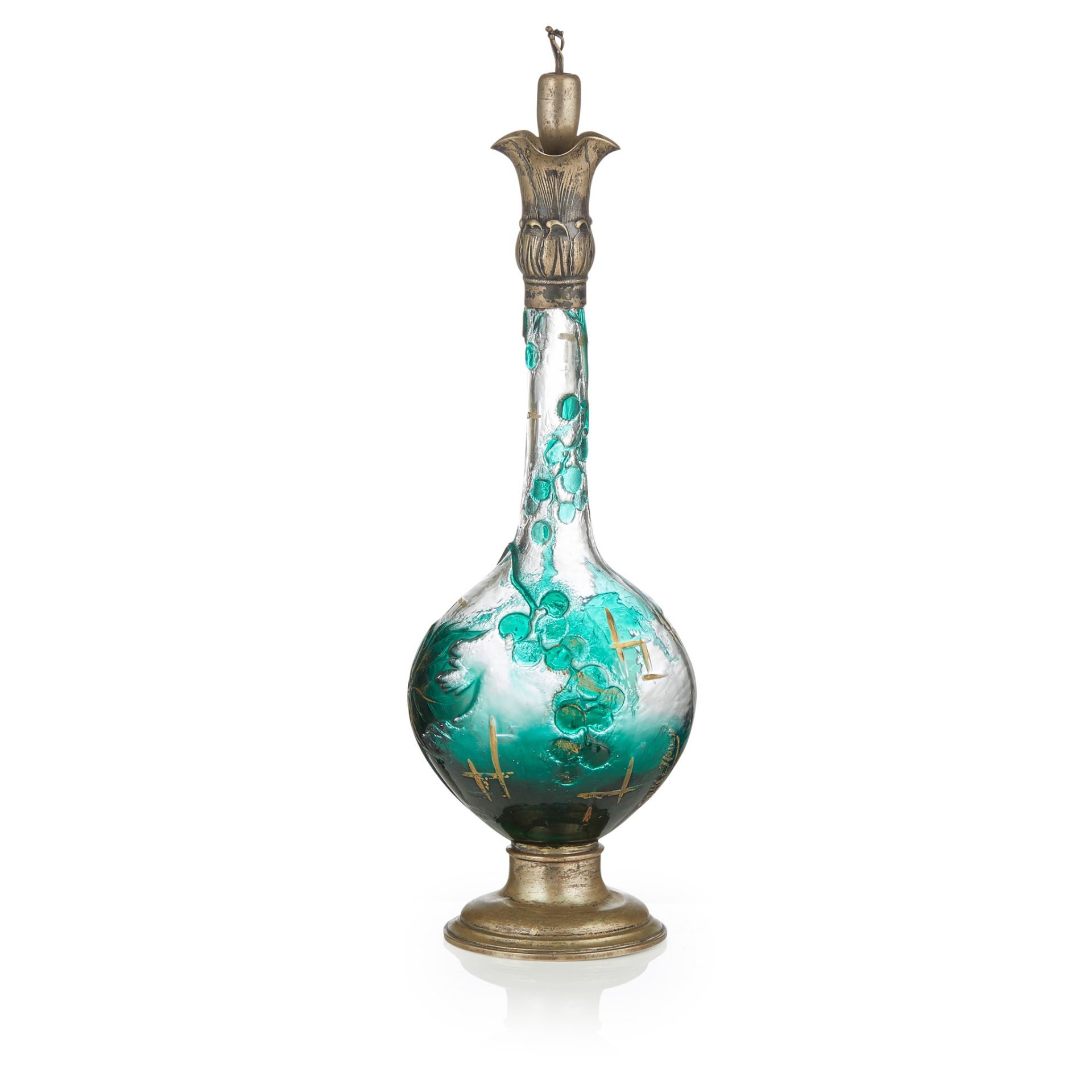 ÉMILE GALLÉ (1846-1904) ART NOUVEAU DECANTER & STOPPER, CIRCA 1900