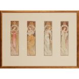 ALPHONSE MUCHA (1860-1939) FOR MOET & CHANDON FOUR ORIGINAL ART NOUVEAU LITHOGRAPHIC PLATES, CIRCA