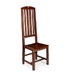 SCOTTISH SCHOOL, MANNER OF JOHN EDNIE ARTS & CRAFTS OAK TALL CHAIR, CIRCA 1900