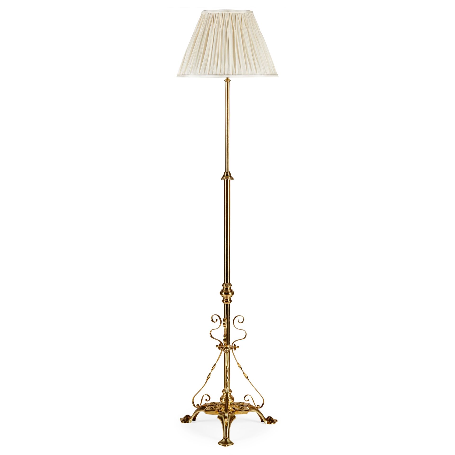 ENGLISH SCHOOL ART NOUVEAU BRASS EXTENDING STANDARD LAMP, CIRCA 1910 - Image 2 of 3