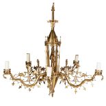 ENGLISH SCHOOL GOTHIC REVIVAL BRASS CHANDELIER, CIRCA 1870