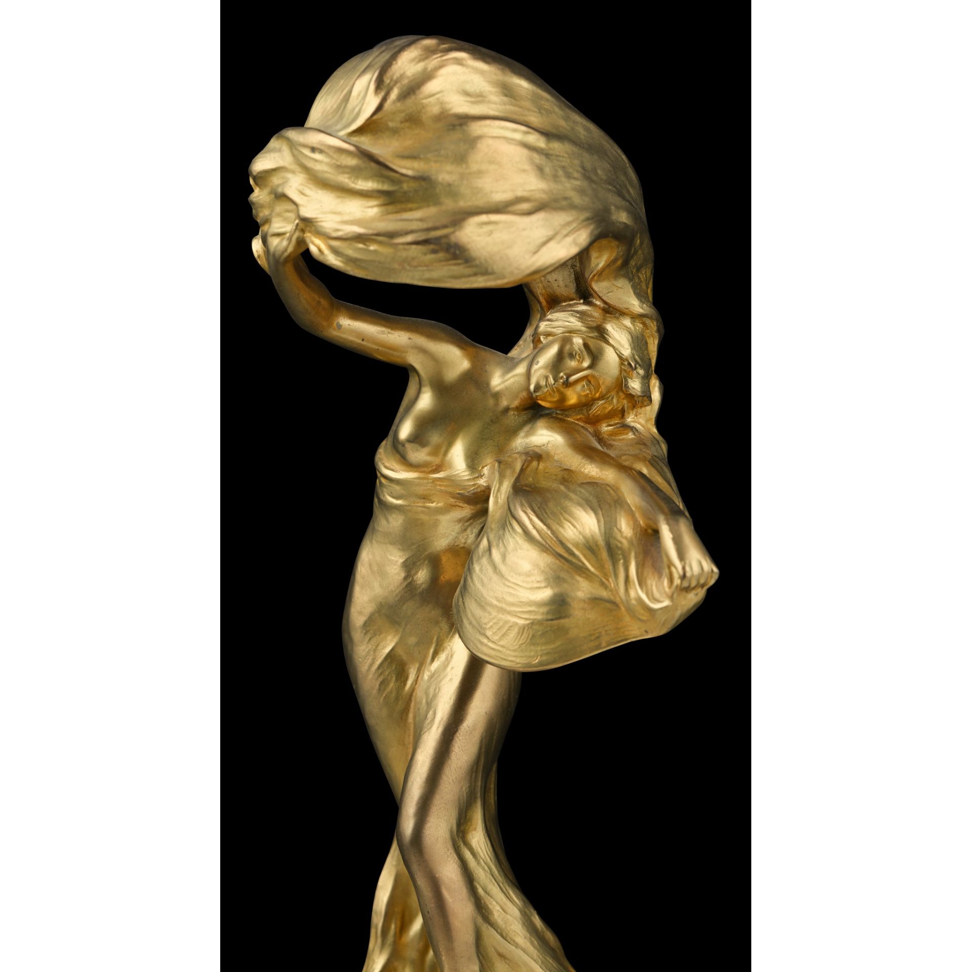 § PETER TERESZCZUK (1875-1963) ART NOUVEAU GILT BRONZE TABLE LAMP, CIRCA 1925 - Image 4 of 5