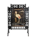 ENGLISH SCHOOL, ATTRIBUTED TO COX & SONS, LONDON AESTHETIC MOVEMENT EBONISED FIRESCREEN, CIRCA 1880