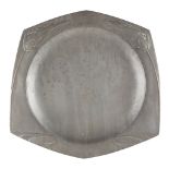 JOSEPH MARIA OLBRICH (1867-1908) FOR EDUARD HUECK, LÜDENSCHEID PEWTER HEXAGONAL PLATE, CIRCA 1902