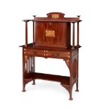 ENGLISH SCHOOL ART NOUVEAU INLAID MAHOGANY SECRETAIRE, CIRCA 1900