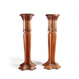 ENGLISH SCHOOL PAIR OF ARTS & CRAFTS OAK TORCHÈRE STANDS, CIRCA 1900