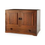 COTSWOLD SCHOOL WALNUT TABLE CABINET, CIRCA 1930