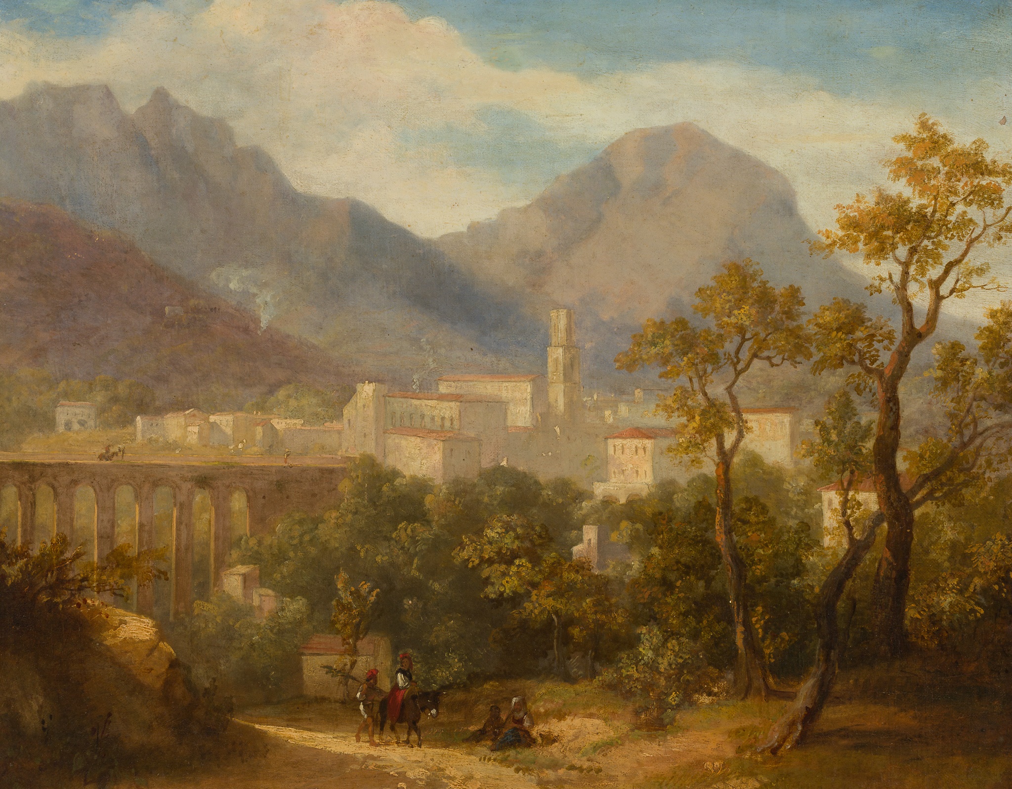 FOLLOWER OF CLARKSON STANFIELD VIEW OF AN ITALIAN HILL-TOP TOWN