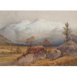 TOM SCOTT R.S.A., R.S.W. (SCOTTISH 1859-1927) A VIEW OF SNOWY MOUNTAINS