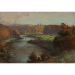 ALEXANDER (ALEC) COUTTS FRASER (SCOTTISH FL.1886-1939) AUTUMN RIVER LANDSCAPE