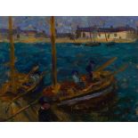 § ALIDE GOLDSCHMIDT (GERMAN 1885-1967) FISHING BOATS IN HARBOUR