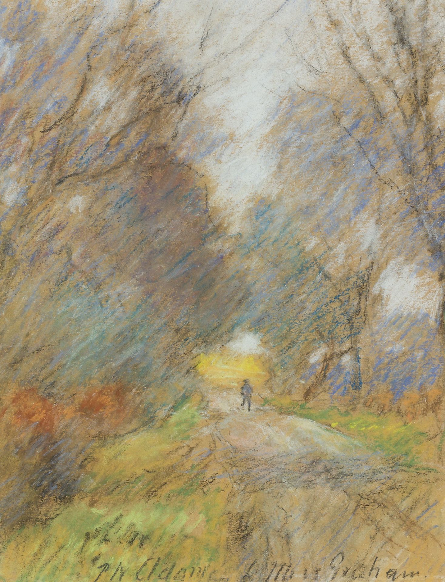 PATRICK WILLIAM ADAM R.S.A (SCOTTISH 1854-1929) FIGURE ON A COUNTRY ROAD