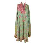 SILK EMBROIDERED GREEN-GROUND LADY'S LONG ROBE 20TH CENTURY