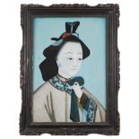 REVERSE GLASS PAINTING OF A FEMALE PORTRAIT QING DYNASTY, 18TH-19TH CENTURY