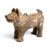 GREY POTTERY MODEL OF A DOG HAN DYNASTY
