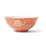 IRON-RED RESERVE-DECORATED FLOWER BOWL TONGZHI MARK AND PERIOD