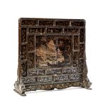 RARE MOTHER-OF-PEARL INLAID BLACK LACQUER ‘PAVILION OF PRINCE TENG’ SCREEN MING DYNASTY, 16TH-17TH