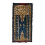 KASHMIRI METAL-THREAD EMBROIDERED SILK PRAYER HANGING INDIA, 19TH CENTURY