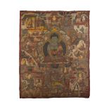 THANGKA DEPICTING BHAISAJYAGURU QING DYNASTY, 18TH-19TH CENTURY