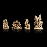 Y GROUP OF FOUR IVORY FIGURAL GROUPS MEIJI PERIOD