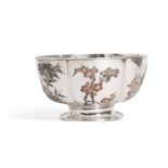 RARE ENAMELLED EXPORT SILVER BOWL QING DYNASTY, CUM WO, 19TH CENTURY