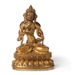 GILT BRONZE FIGURE OF BAJRA-VIDARANA YONGLE MARK BUT 20TH CENTURY