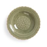 LONGQUAN CELADON 'FLORAL' PLATE MING DYNASTY
