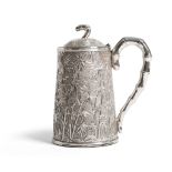 EXTREMELY RARE EXPORT SILVER TANKER WITH COVER QING DYNASTY, WANG HING, C.1890