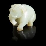 CELADON JADE CARVING OF AN ELEPHANT