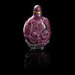 RUBY-ZOISITE SNUFF BOTTLE 19TH-20TH CENTURY