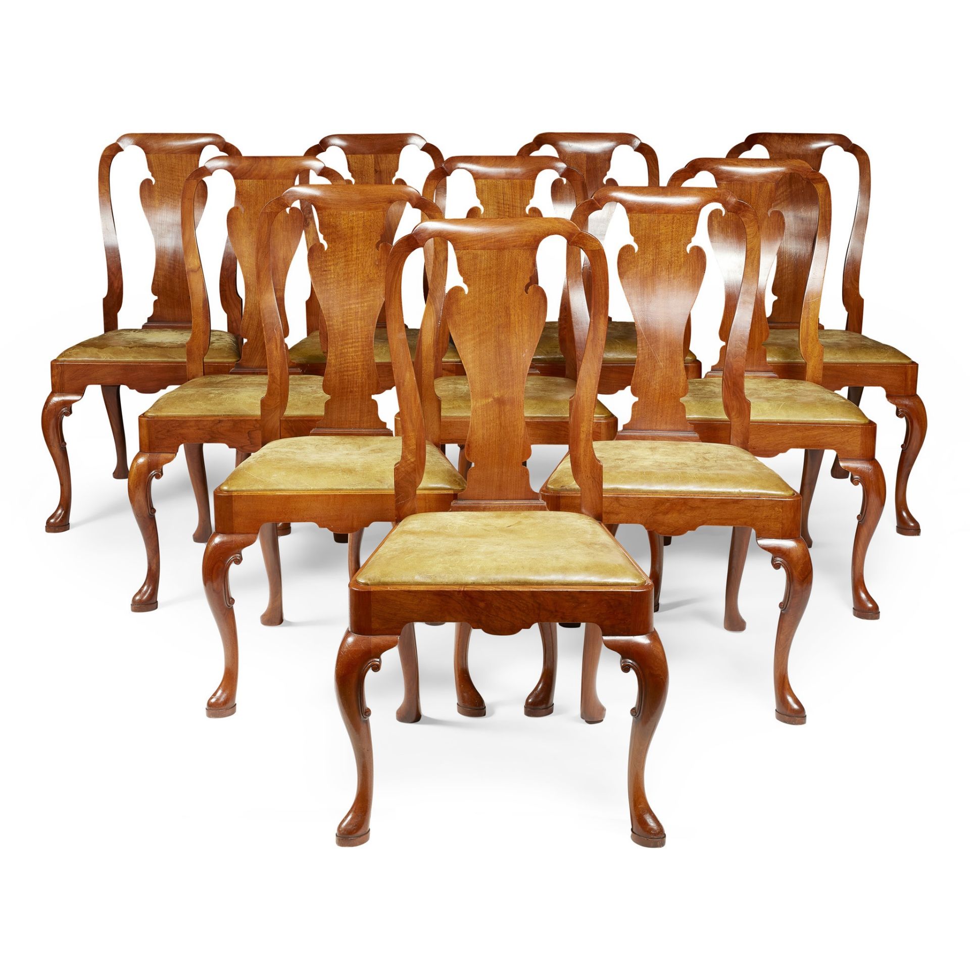 SET OF TWELVE QUEEN ANNE STYLE WALNUT DINING CHAIRS LATE 19TH CENTURY/ EARLY 20TH CENTURY - Bild 2 aus 3