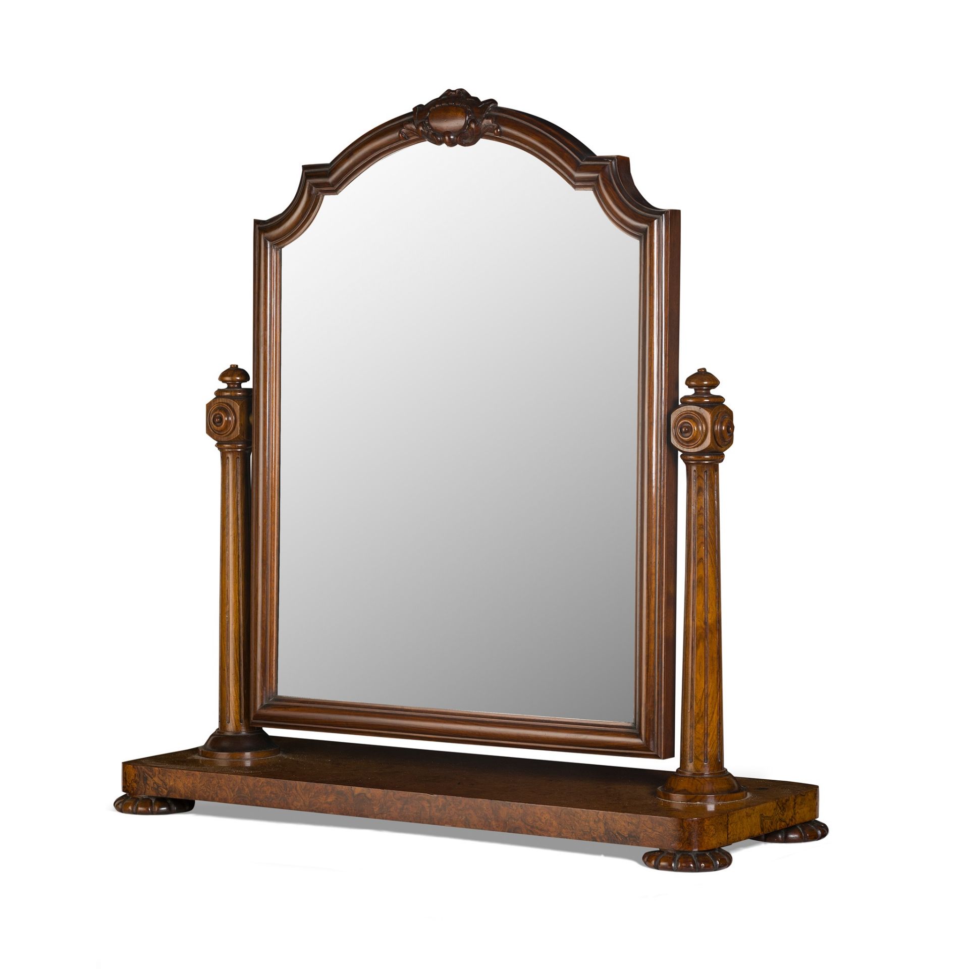 PAIR OF EARLY VICTORIAN BURR WALNUT TOILET MIRRORS MID-19TH CENTURY - Image 2 of 3