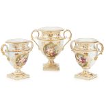 DERBY PORCELAIN THREE PIECE GARNITURE EARLY 19TH CENTURY