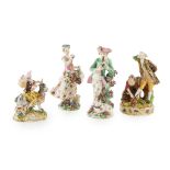 FOUR ENGLISH PORCELAIN FIGURE GROUPS 19TH CENTURY