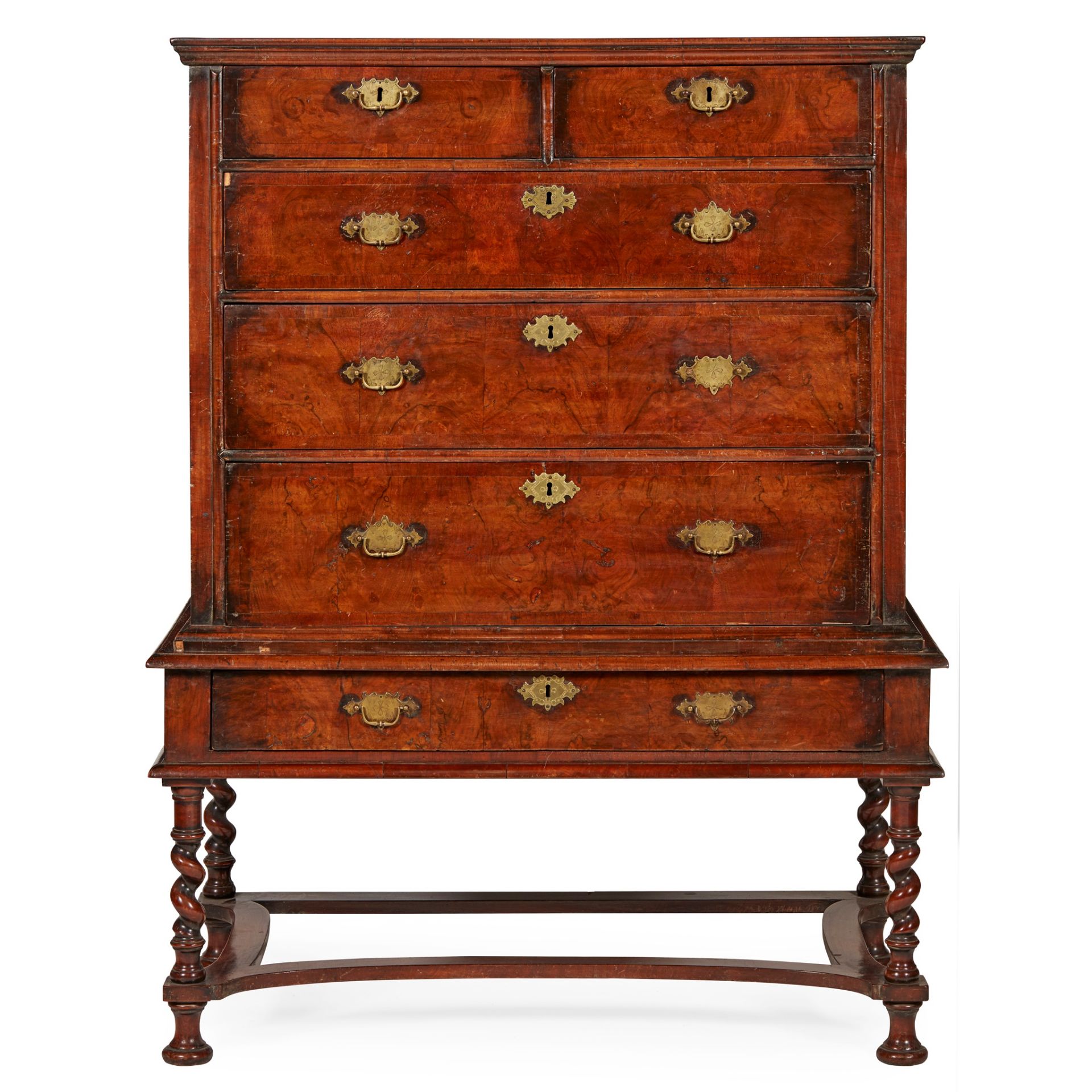 QUEEN ANNE WALNUT CHEST-ON-STAND EARLY 18TH CENTURY