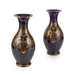 PAIR OF KERR & BINNS WORCESTER COBALT AND GILT VASES 19TH CENTURY